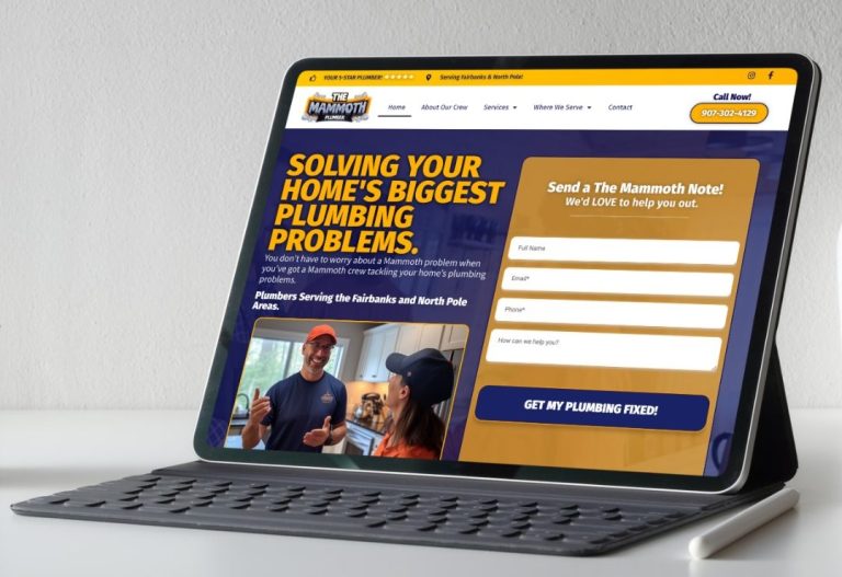 website on tablet for the mammoth plumber