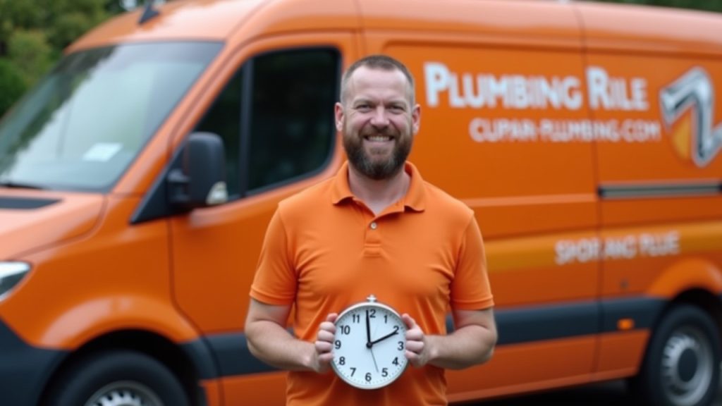 Plumber holding a clock