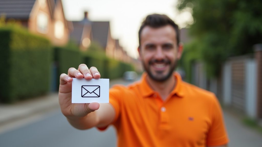 Plumber holding email icon